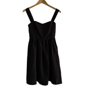 KENZIE A Line Sweetheart Neckline Black Textured Mini Dress with Straps US M